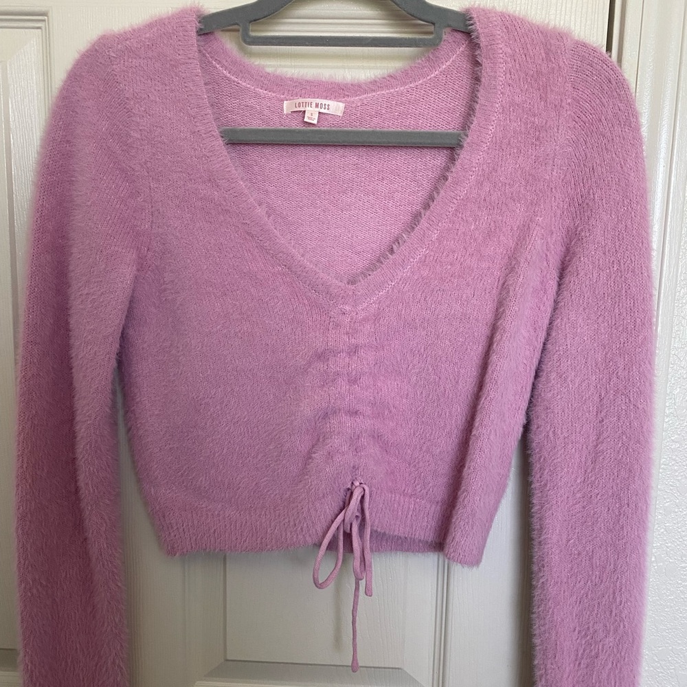 cute light pink fuzzy long sleeve top